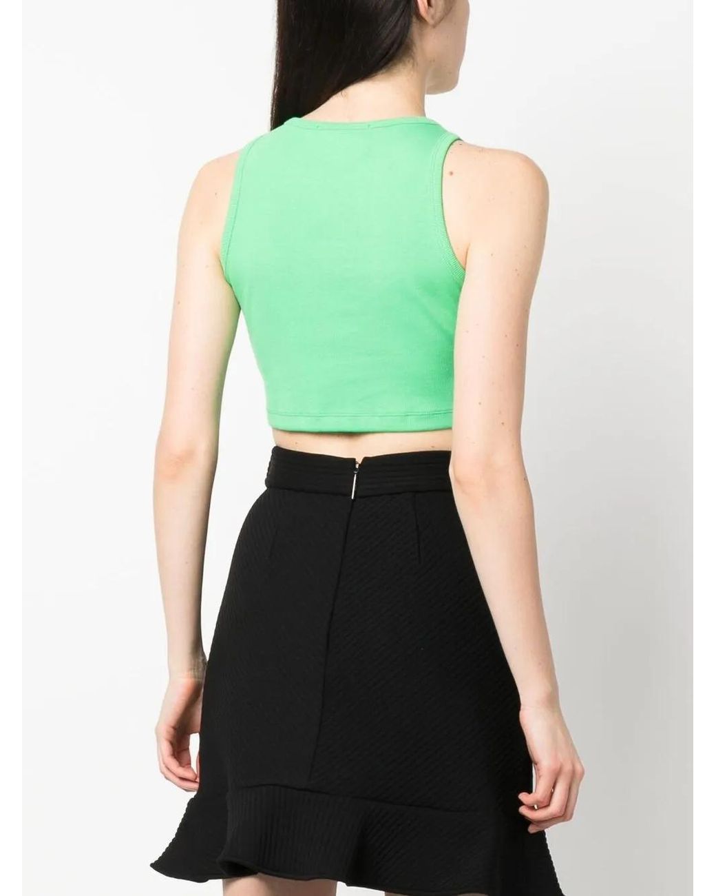 MSGM Green Logo-Print Sleeveless Top