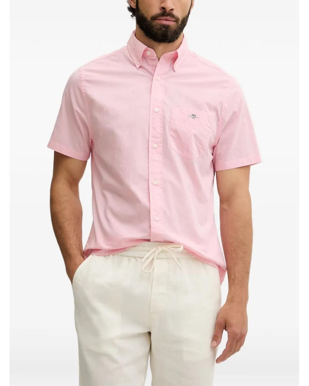 Gant Pink Button-Down Short-Sleeve Shirt for men
