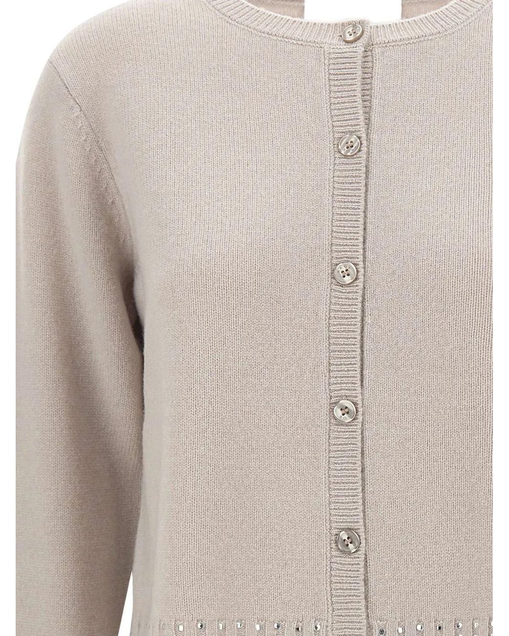 Kaos White Rhinestone-Embellished Wool Cardigan