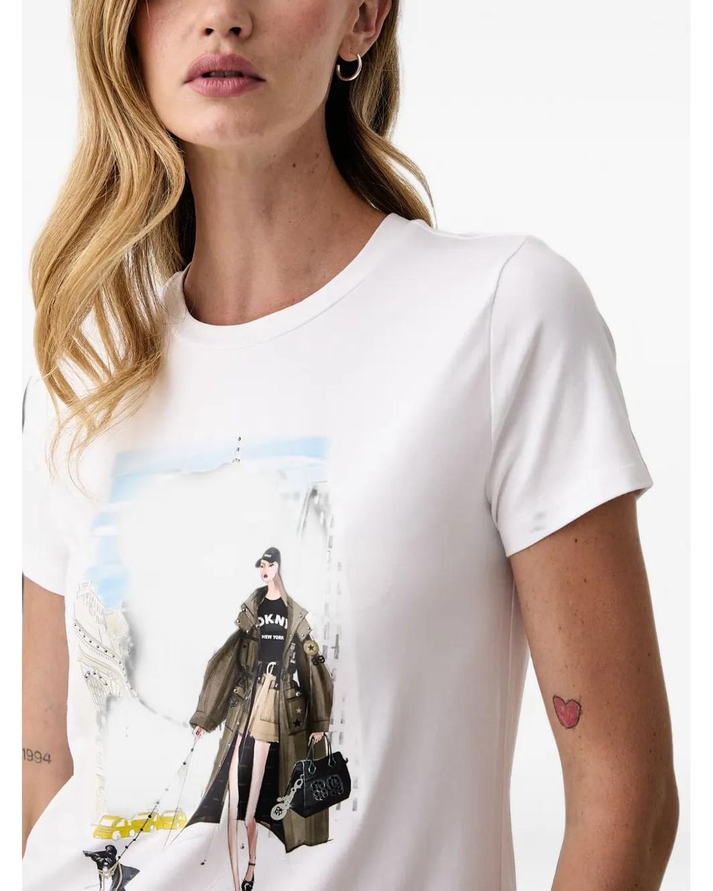 DKNY White Graphic-Print T-Shirt