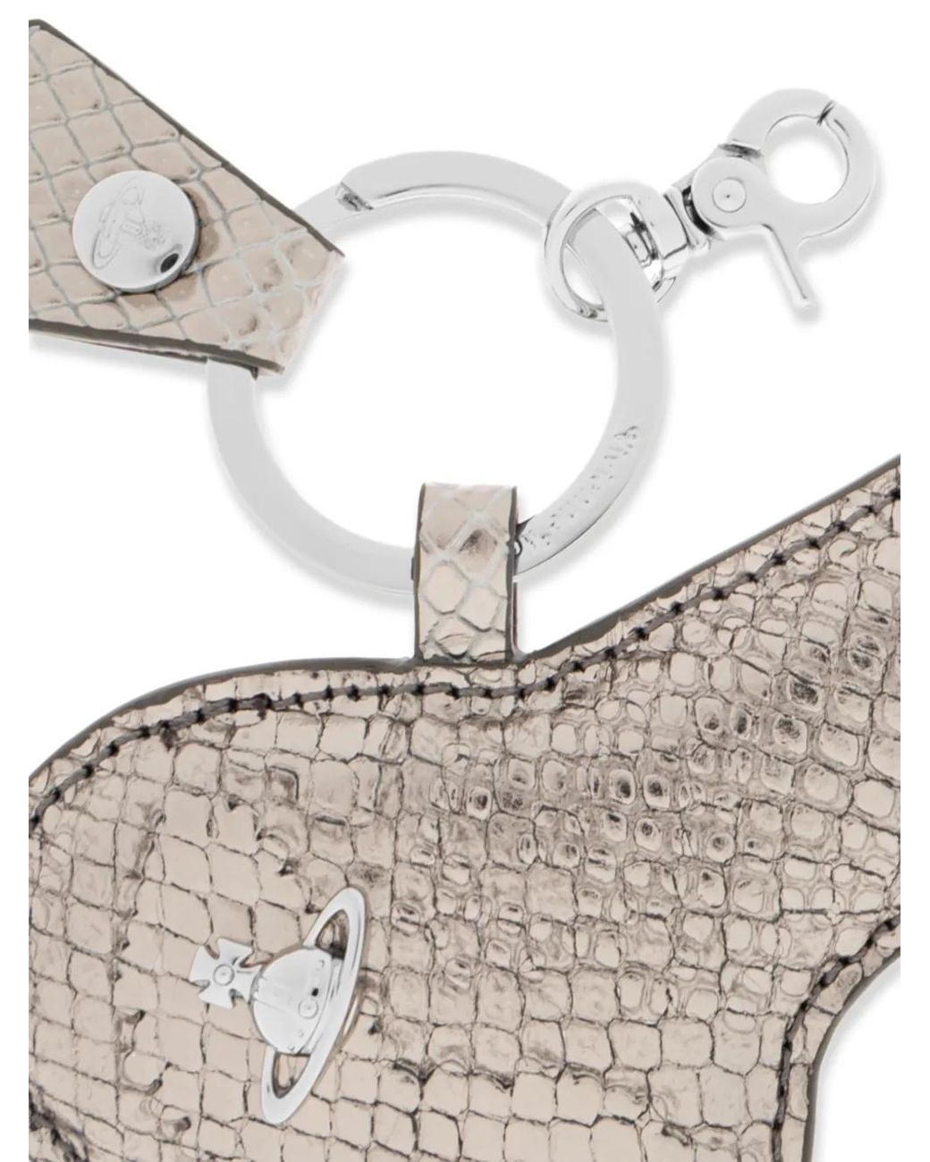 Vivienne Westwood White Orb-Detail Leather Keyring