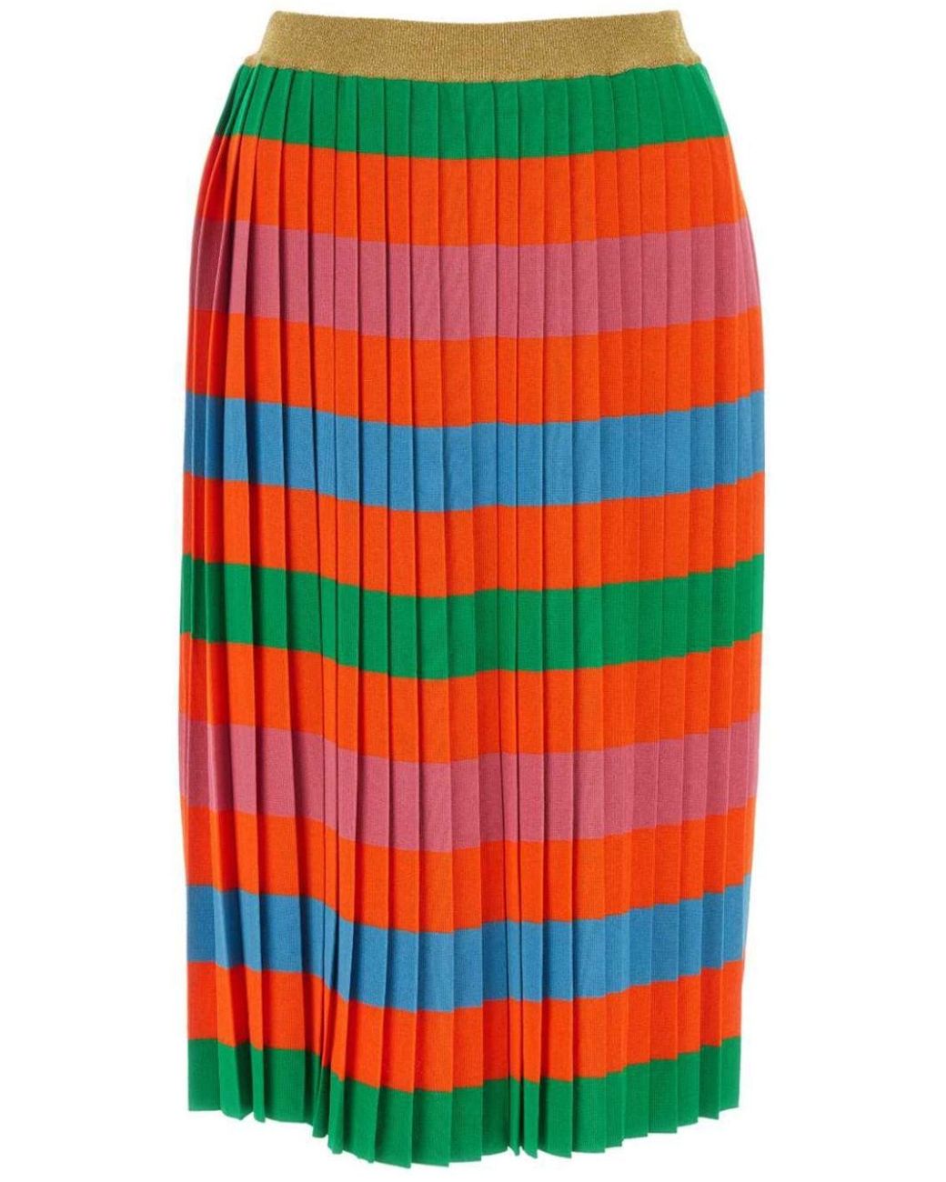 Gucci Striped Pleated Knitted Midi Skirt in Red Lyst UK