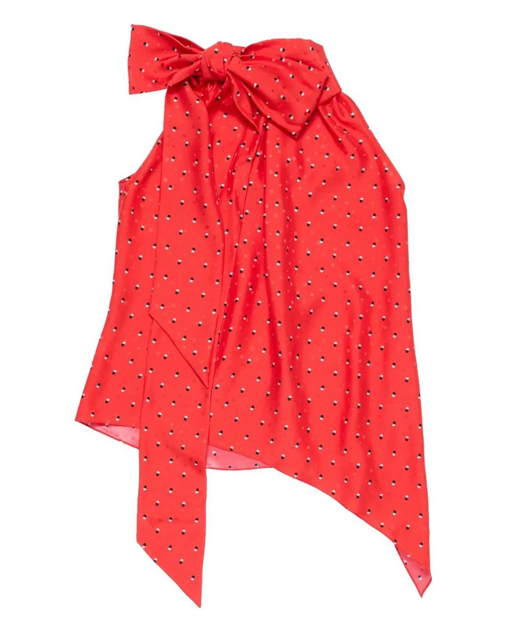 Acne Red Bow-Detail Asymmetric Top