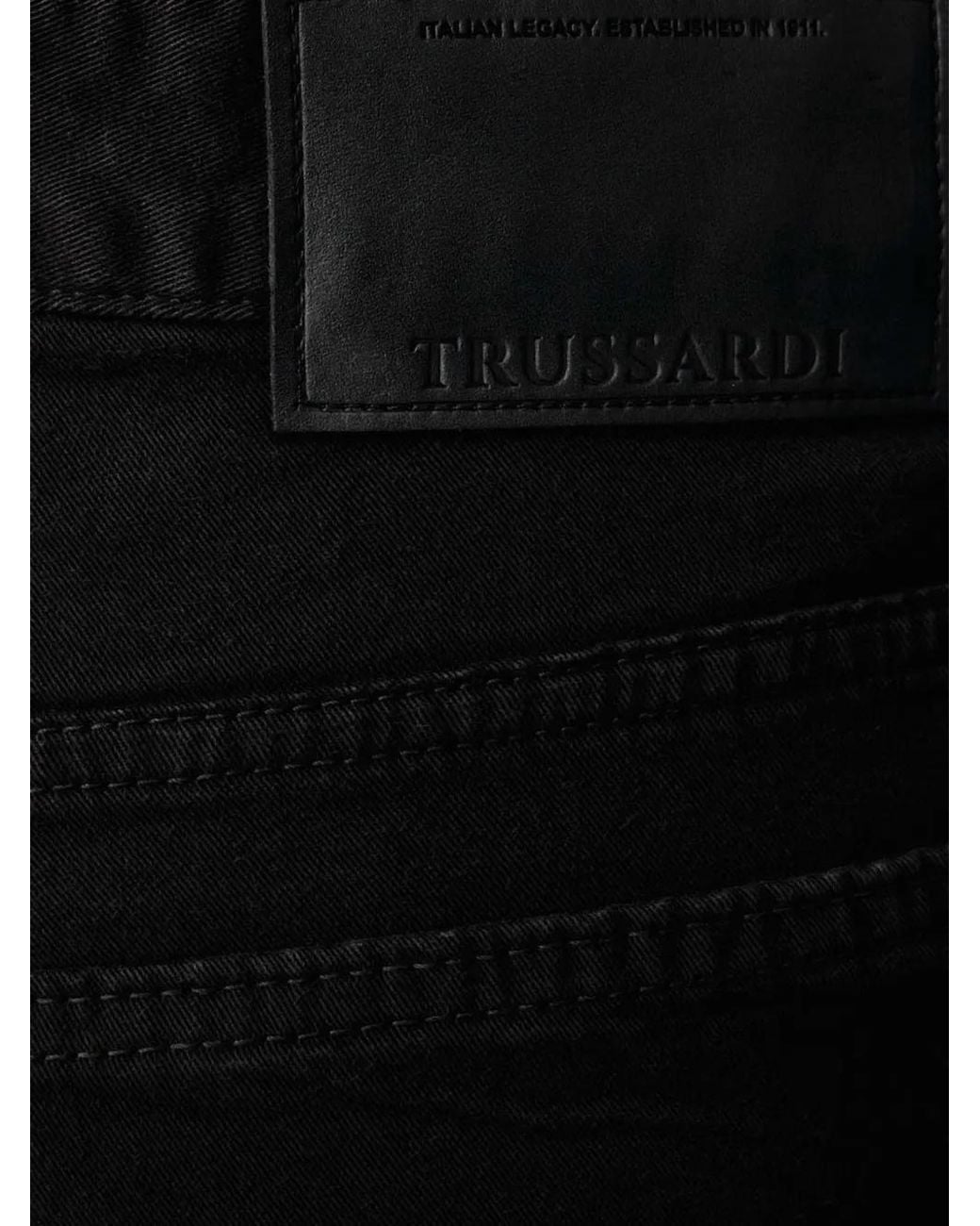 Trussardi Black Logo-Patch Slim-Fit Jeans for men