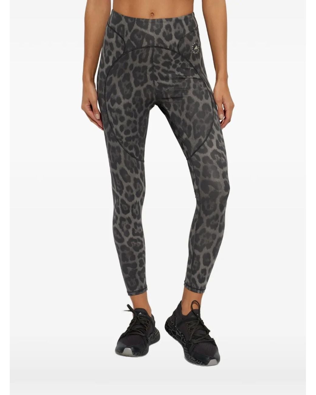 Adidas By Stella McCartney Black X Stella Mccartney Leopard-Print Logo-Print Leggings