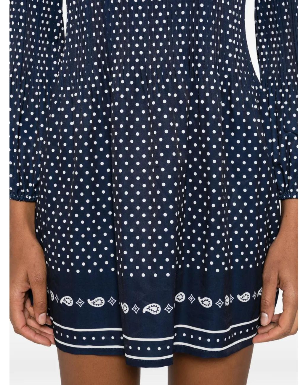 Maje Blue Bandana Print Pleated Dress