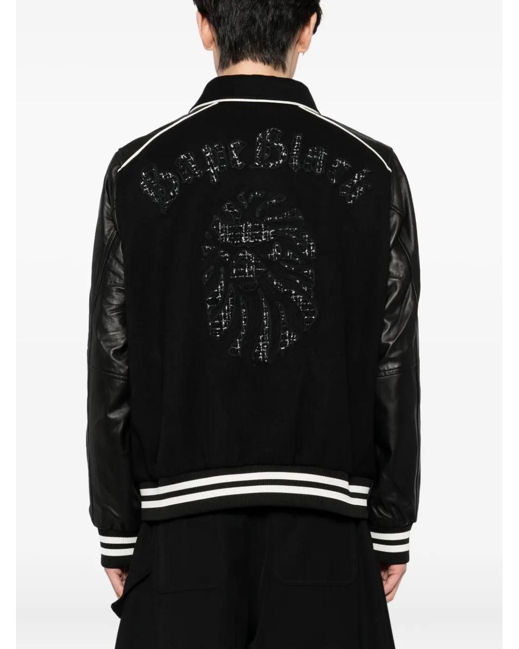 A Bathing Ape Black Logo-Varsity Jacket for men