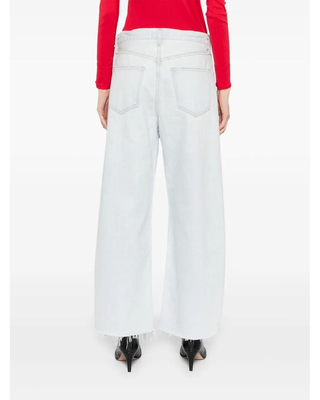 Agolde White Low Curve Fray Jeans