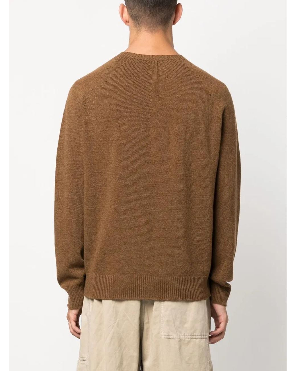 Jil Sander Brown Fine-Knit Wool-Cashmere Jumper for men