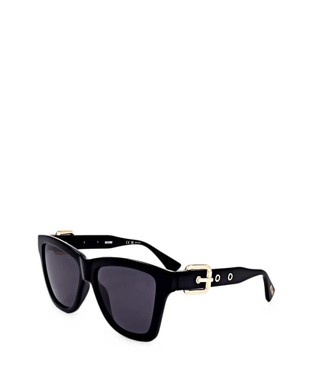 Moschino Black Buckle-Detail Square-Frame Sunglasses