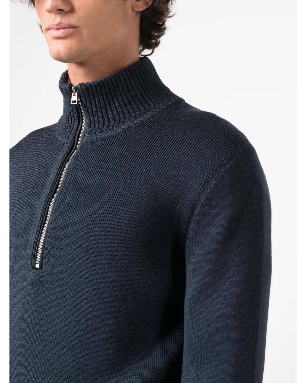 Tom Ford Blue Half-Zip Wool-Silk Jumper for men