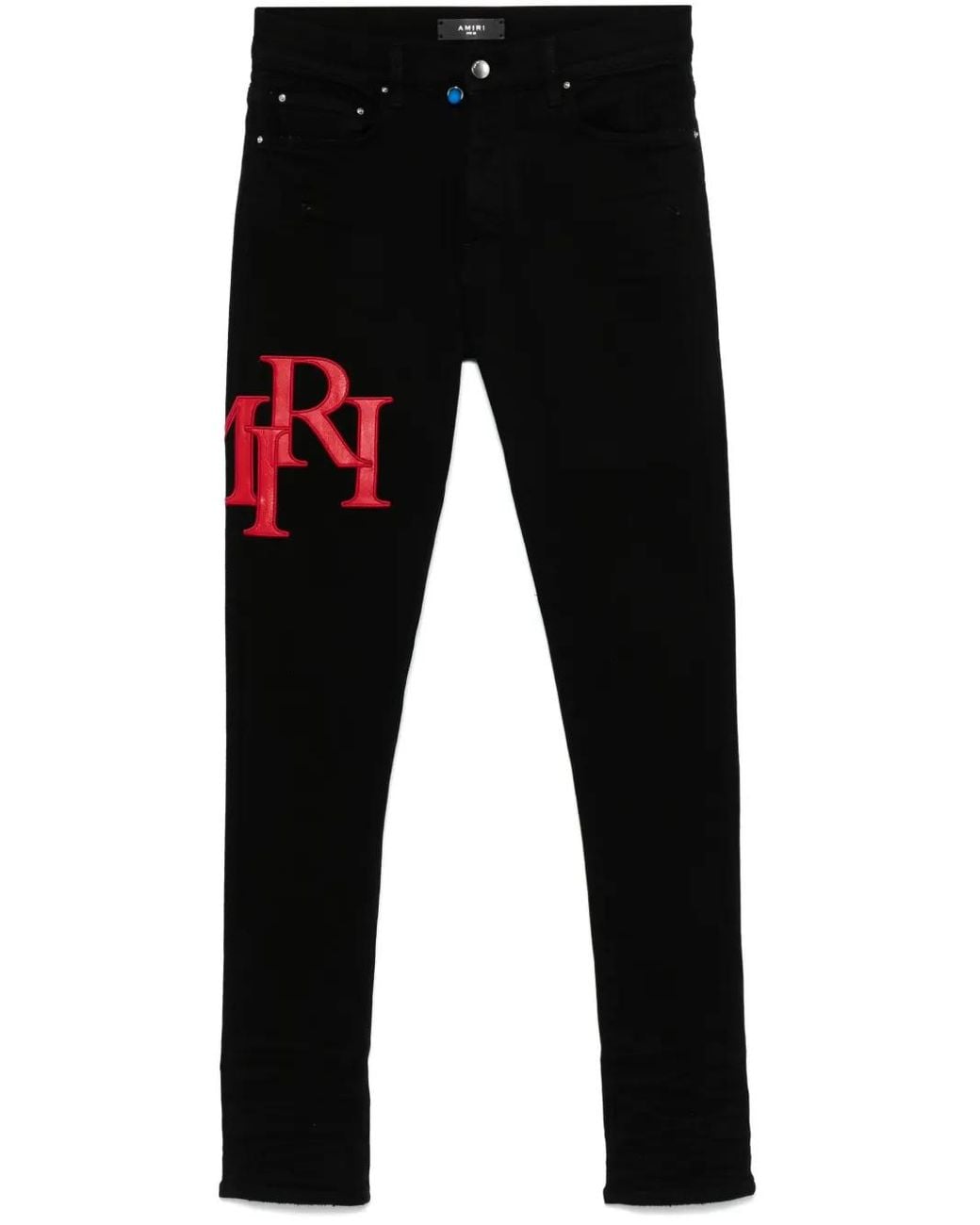 Amiri Black Skinny Jeans With Offset Logo for men