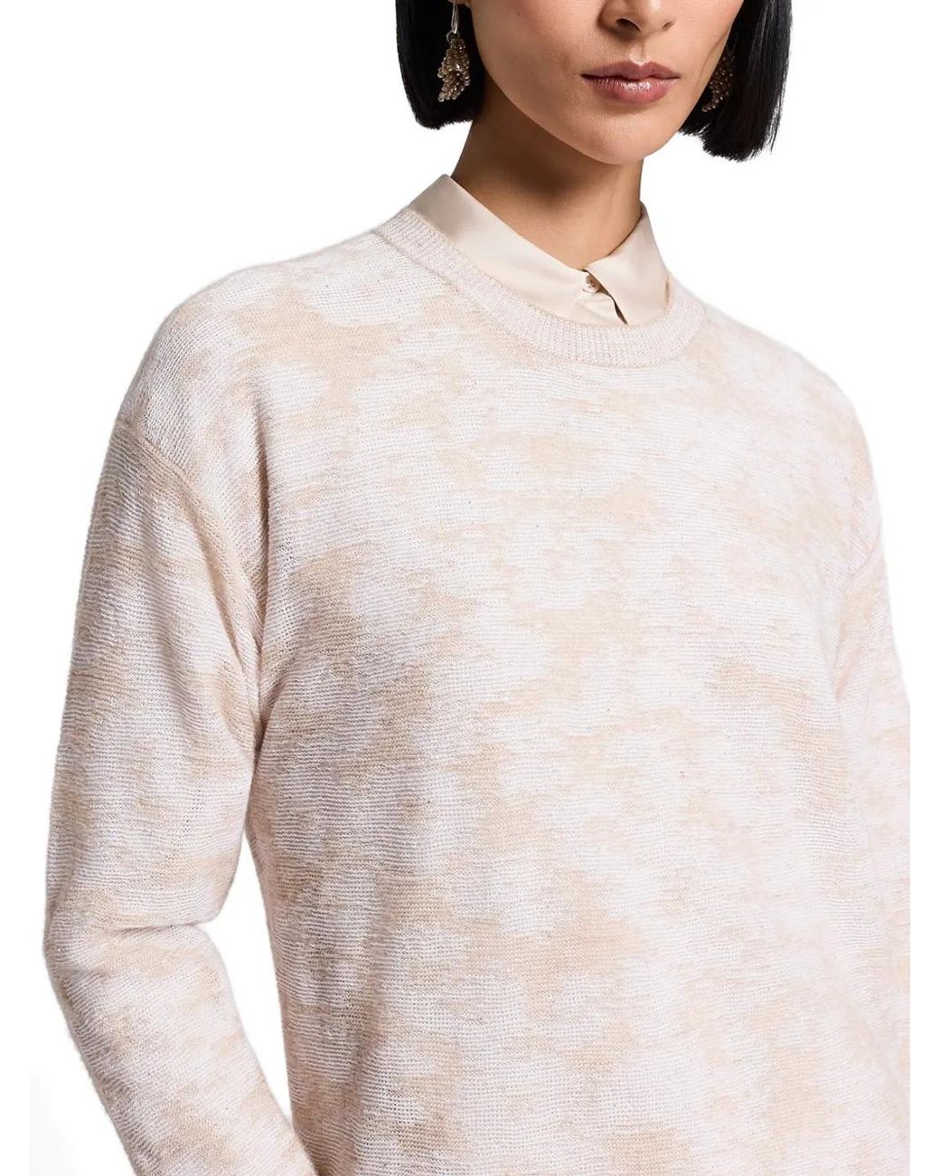 Peserico White Sequinned Patterned Sweater