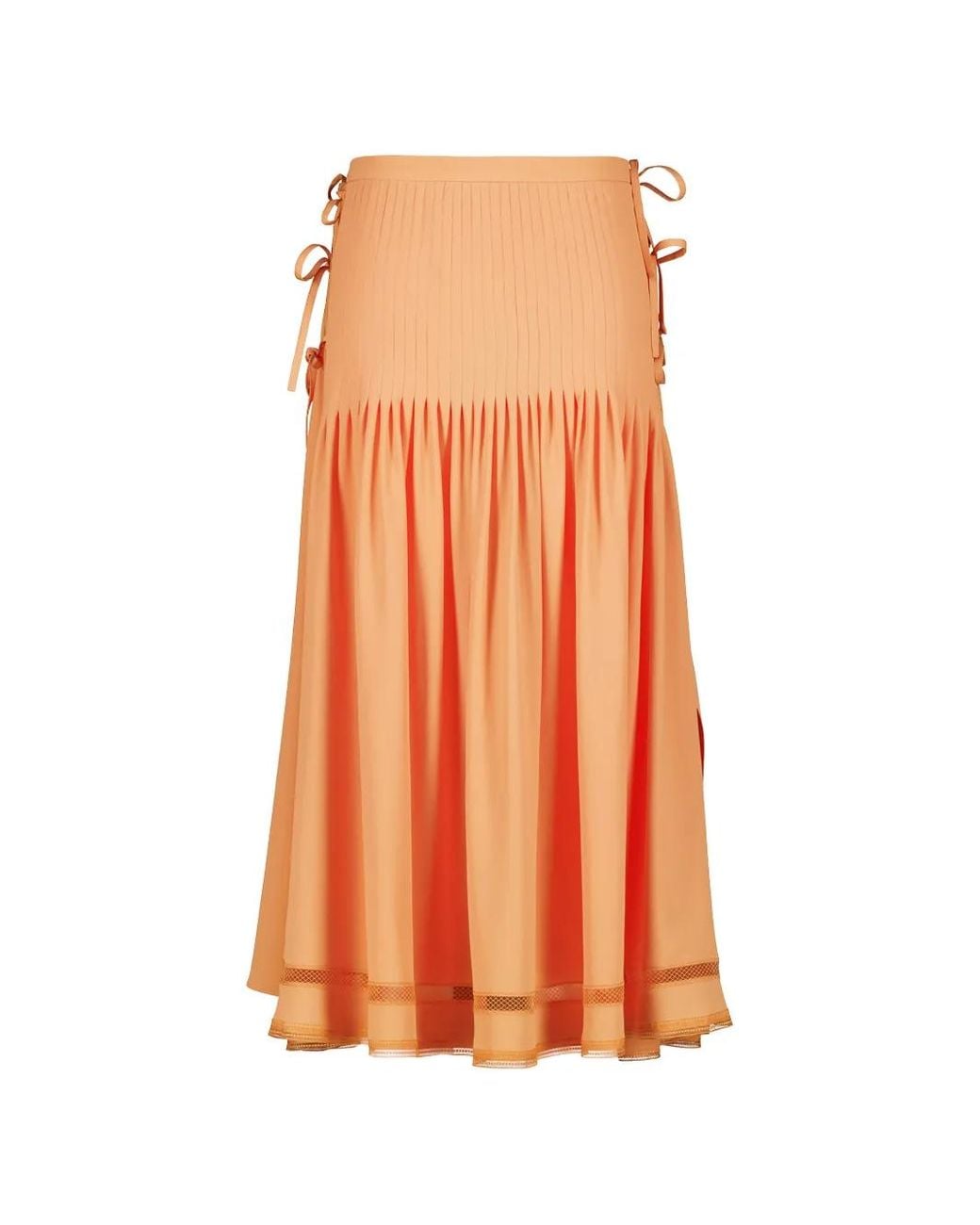 Rabanne Orange Bow-Detail Pleated Skirt