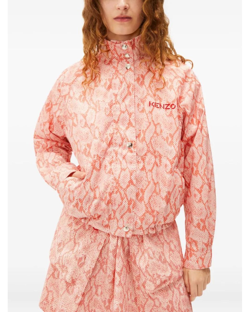 KENZO Pink Python-Pattern Zip Jacket