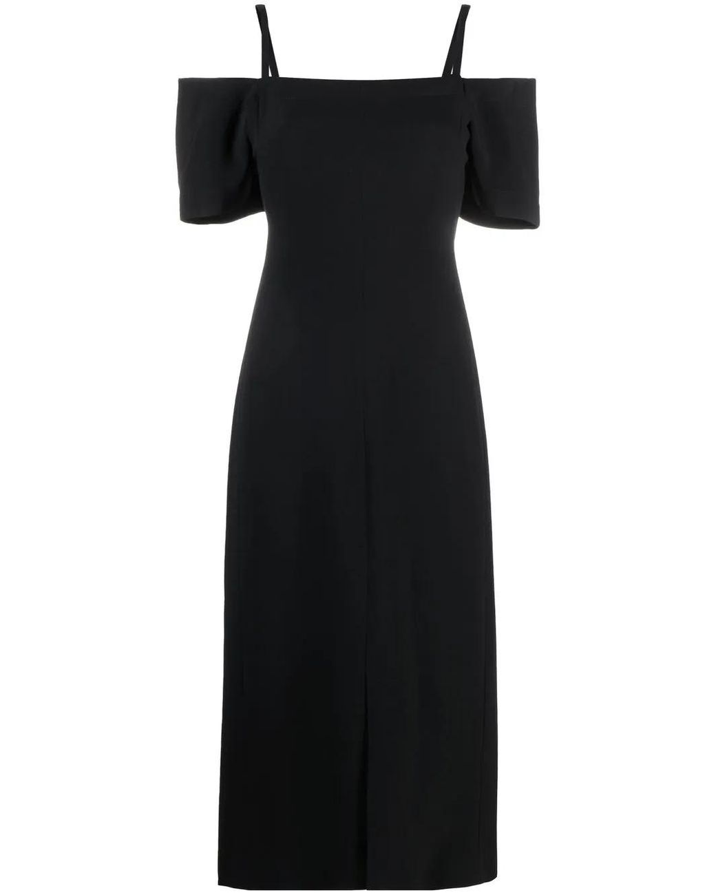 Victoria Beckham Black Off-Shoulder Midi Dress