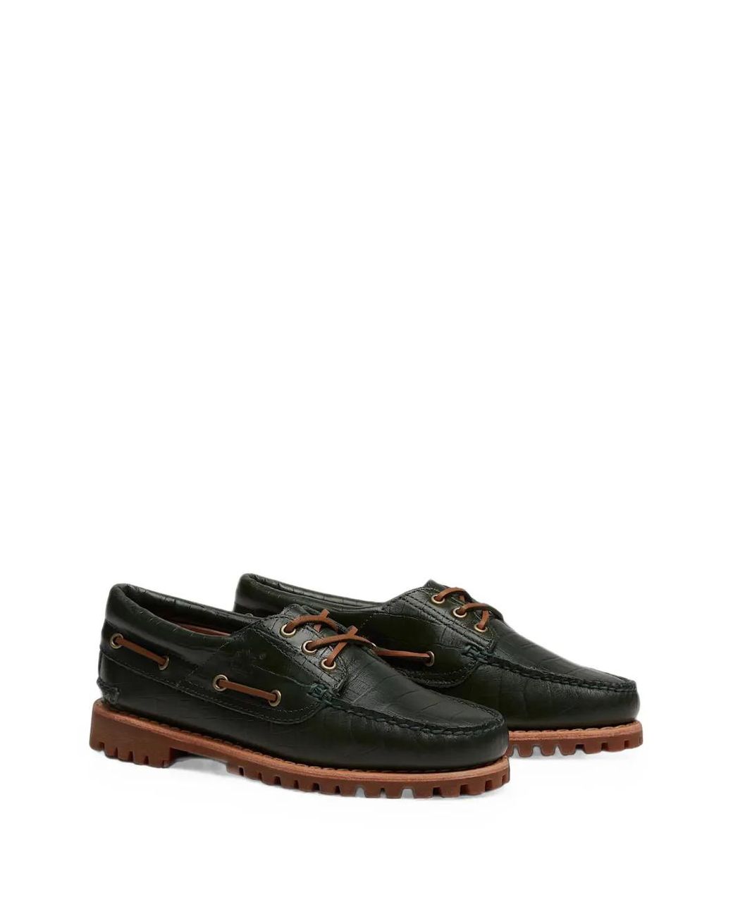 Timberland Black Authentic Croc-Effect Boat Shoes
