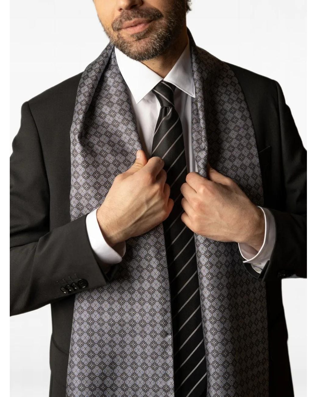 Elizabetta Gray Palazzo Medallion-Print Reversible Scarf for men