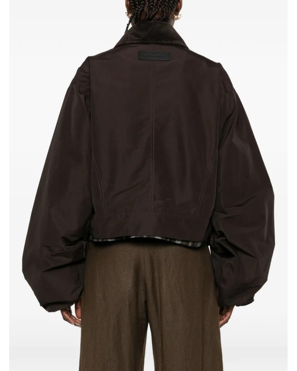 Feng Chen Wang Black Corduroy-Collar Gathered-Sleeve Jacket
