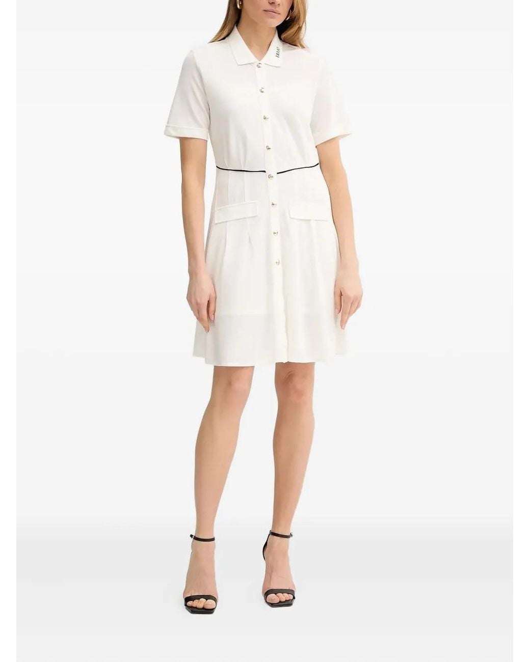 Liu Jo White Collar-Detail Button-Up Mini Dress