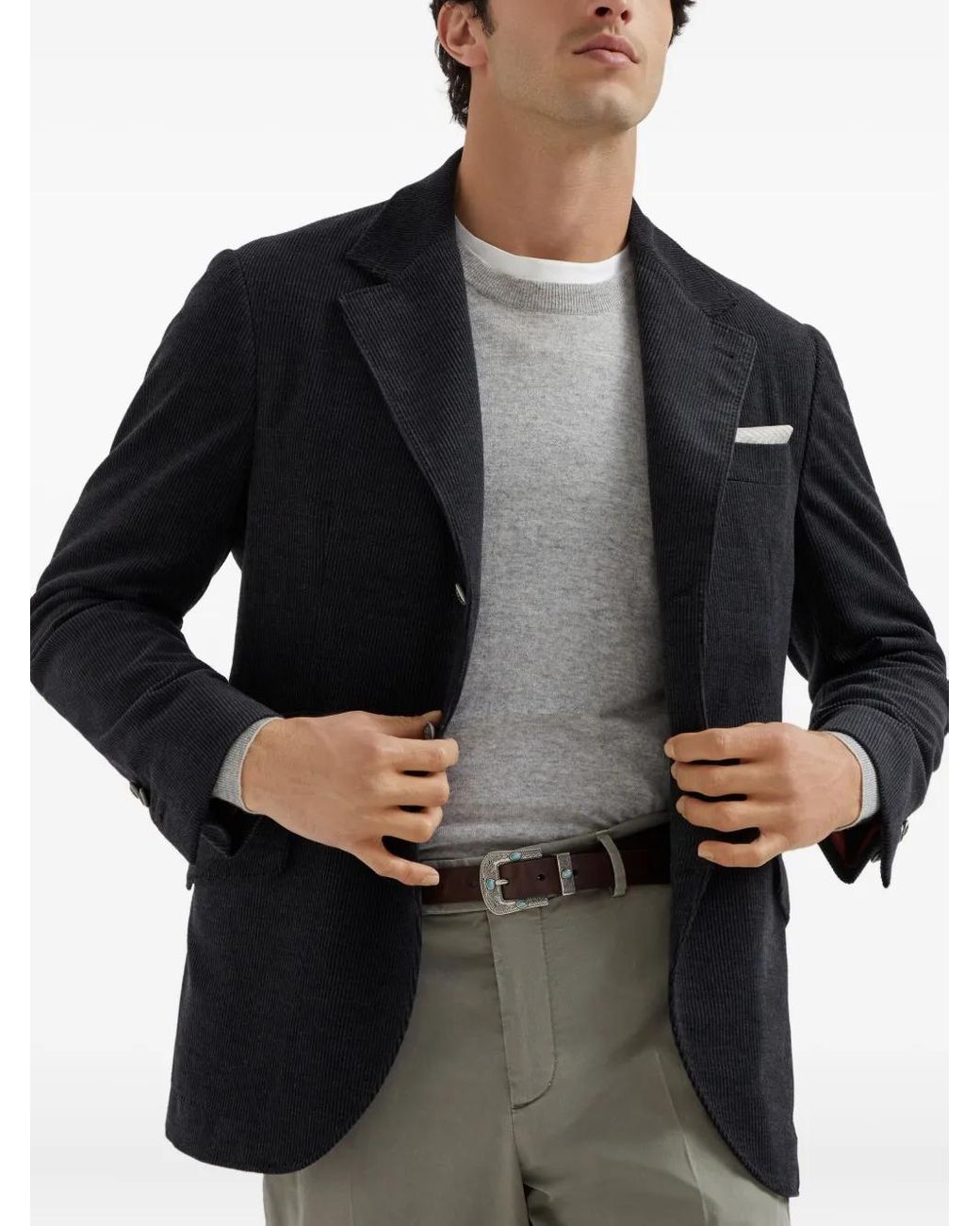 Brunello Cucinelli Gray Cashmere Sweater for men