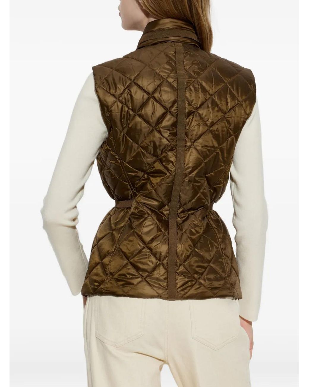 MICHAEL Michael Kors Brown Drawstring-Waist Quilted Gilet