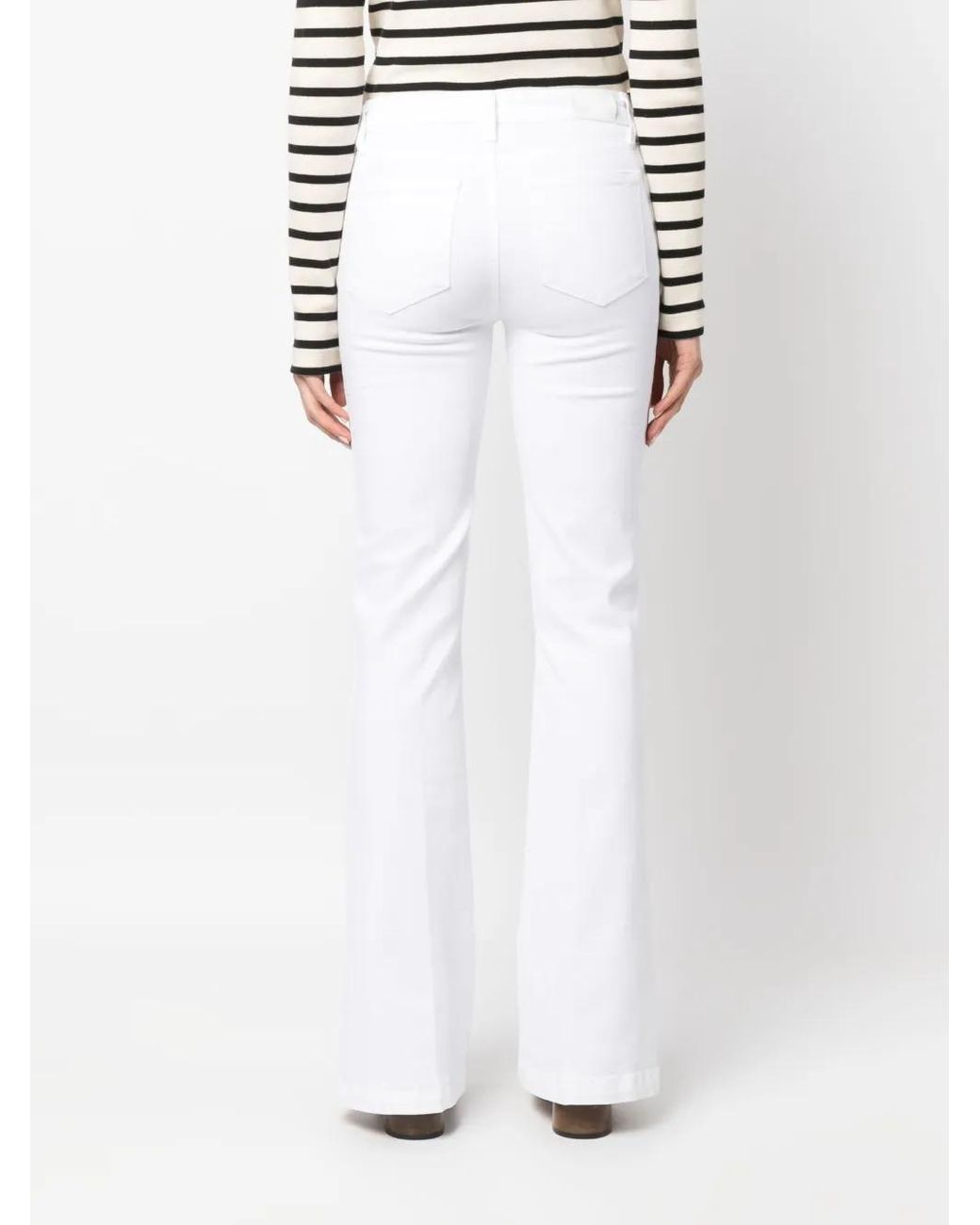 PAIGE White Mid-Rise Flared Jeans