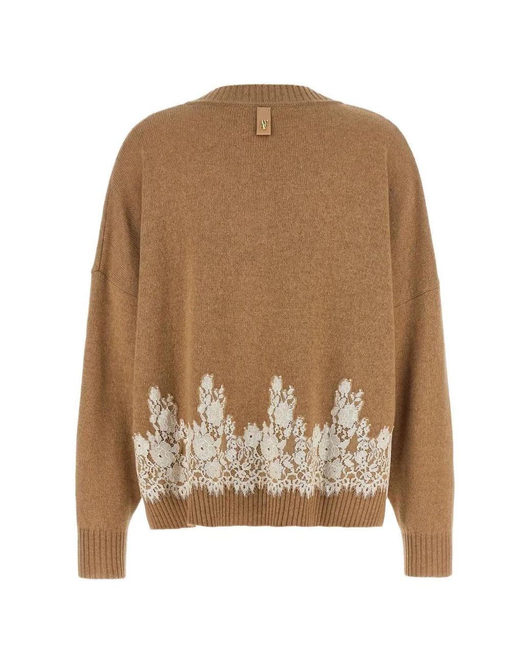Alberta Ferretti Natural Lace-Insert Cardigan