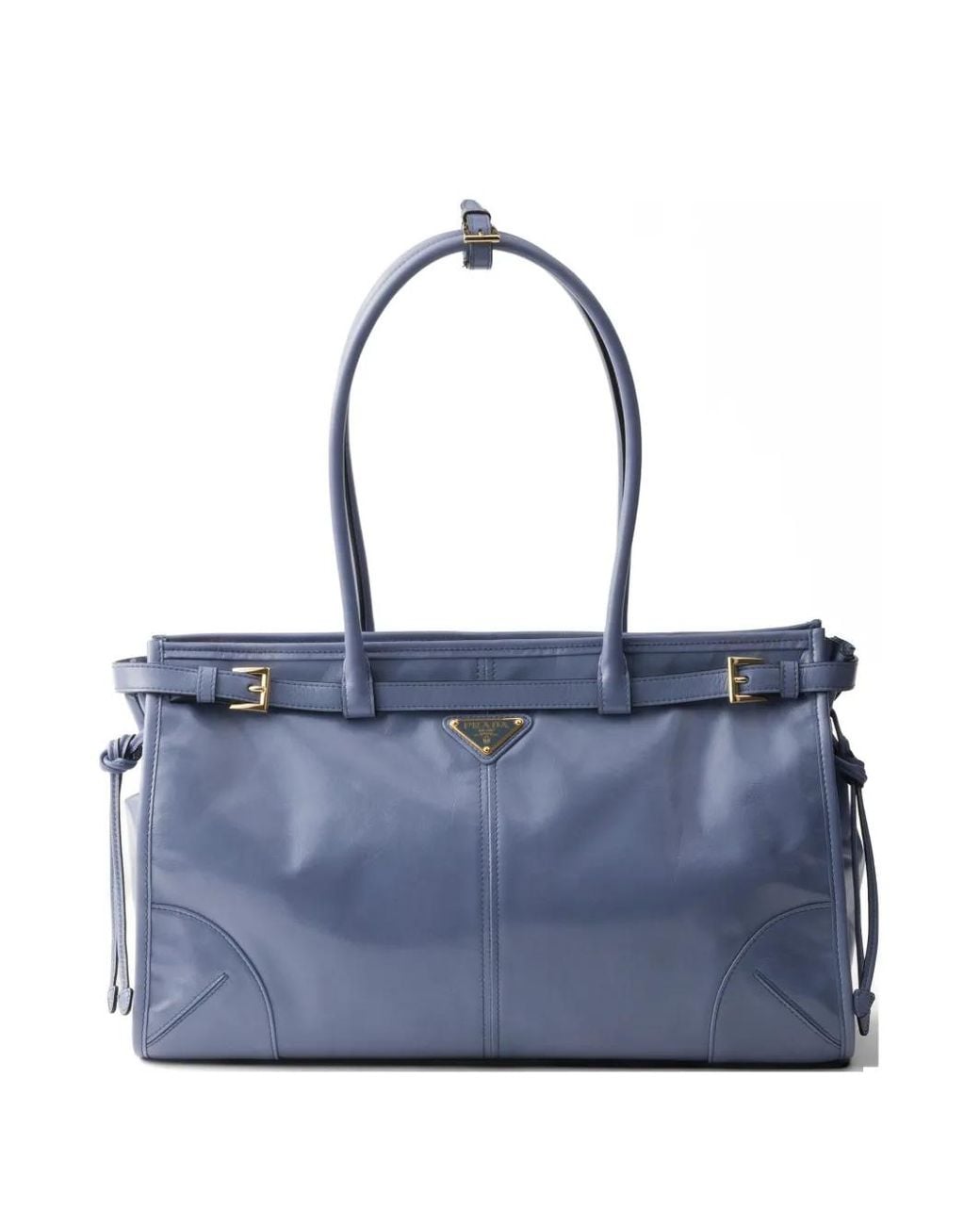 Prada Blue Bonnie Large Leather Handbag