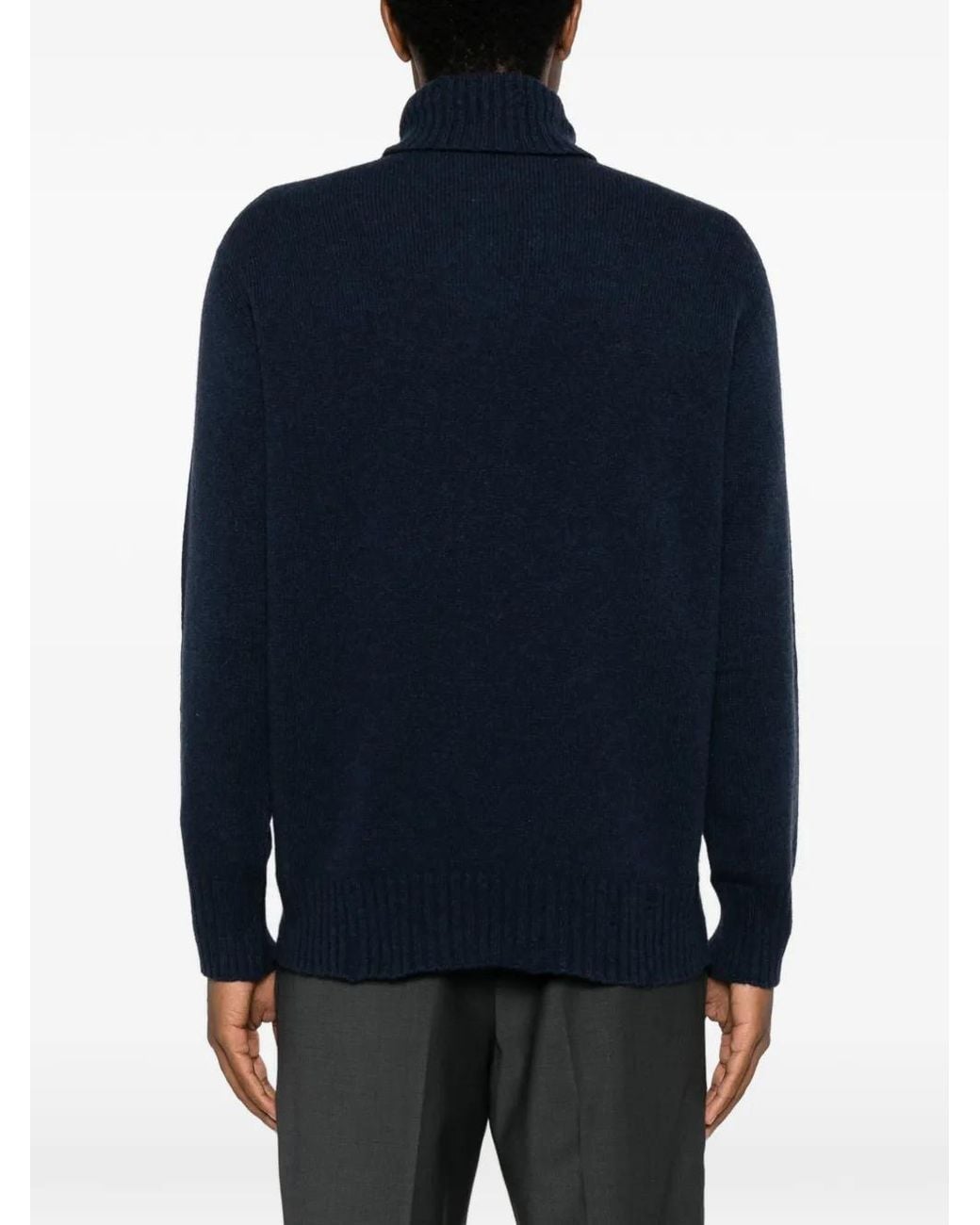 Amaranto Blue Roll-Neck Knitted Sweater for men