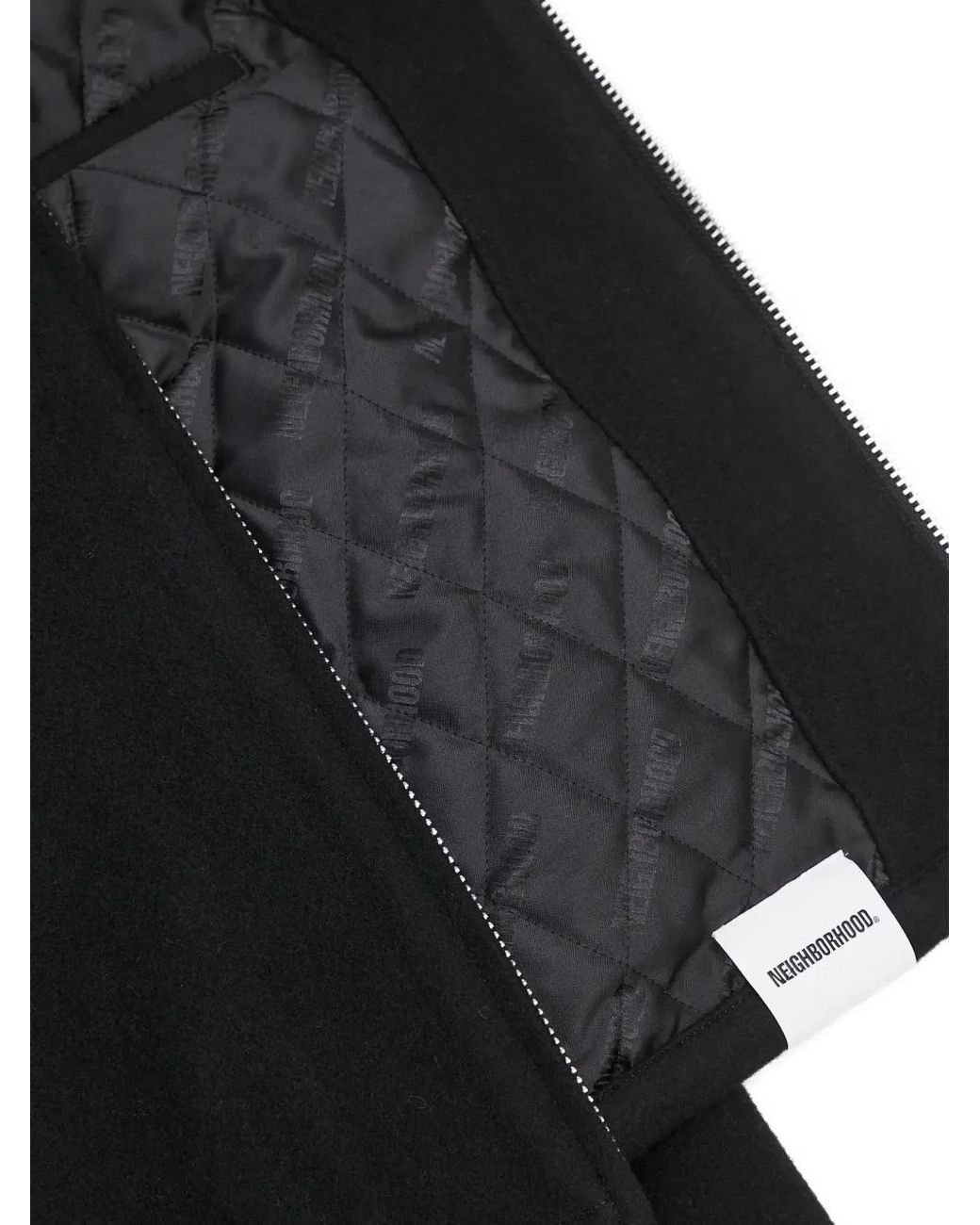 Neighborhood Black Melton Logo-Emblem Zip-Up Shirt Jacket for men
