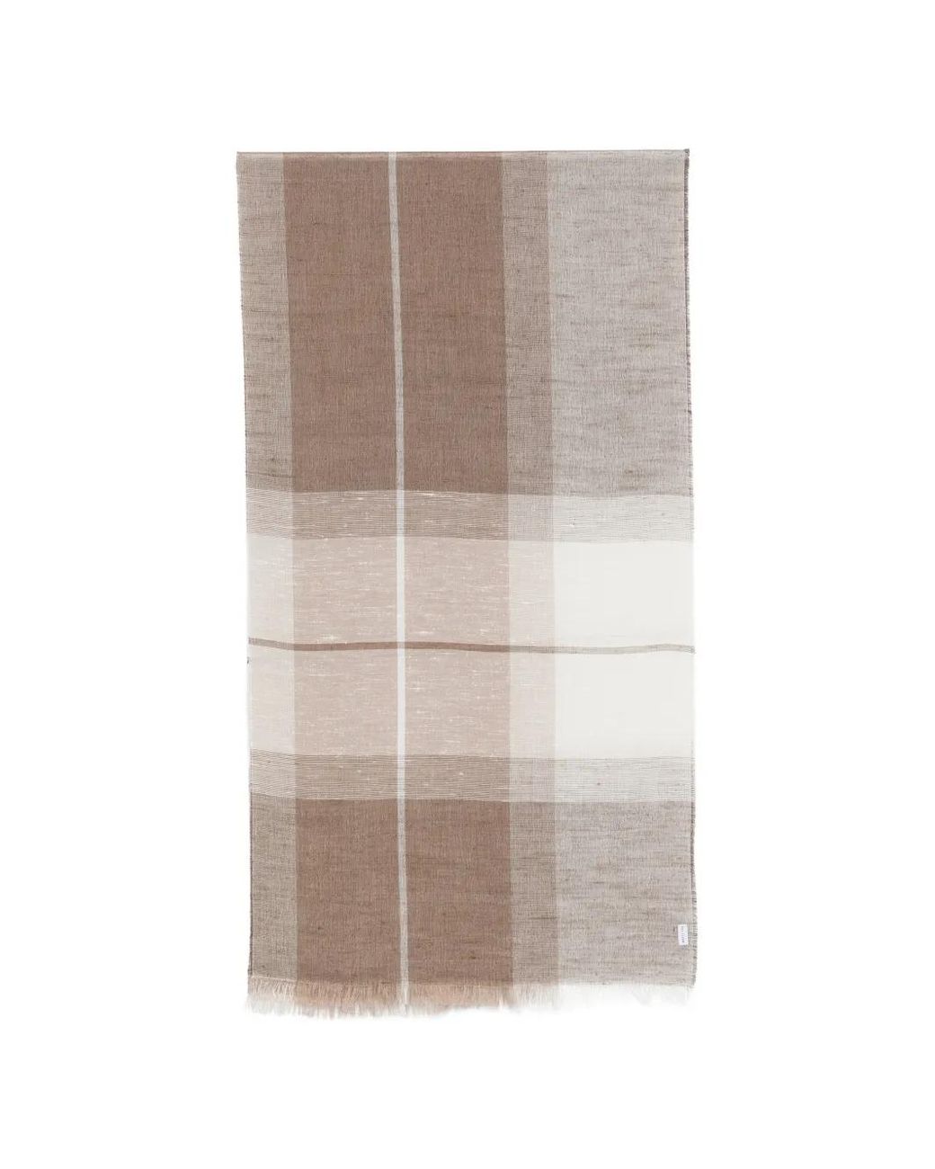 Pal Zileri Gray Check-Pattern Frayed Scarf for men