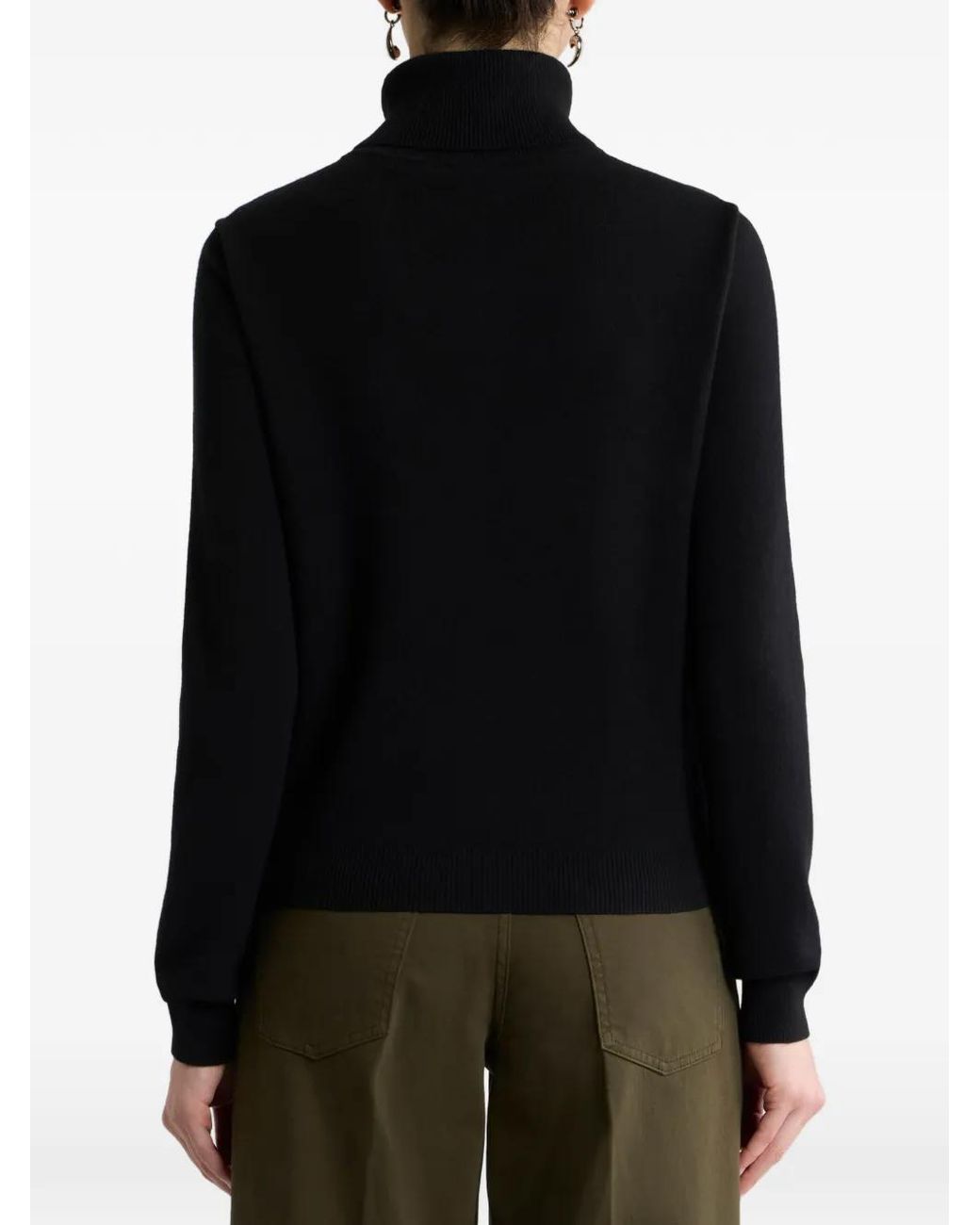 Etro Black Wool-Blend Turtleneck Sweater With Placed Animal And Paisley Print