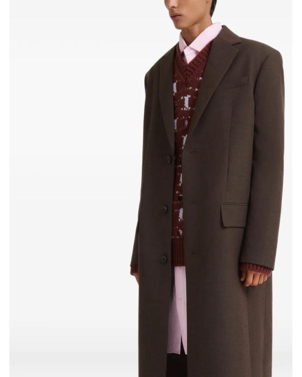 Marni Black Wool Super-Longline Coat for men