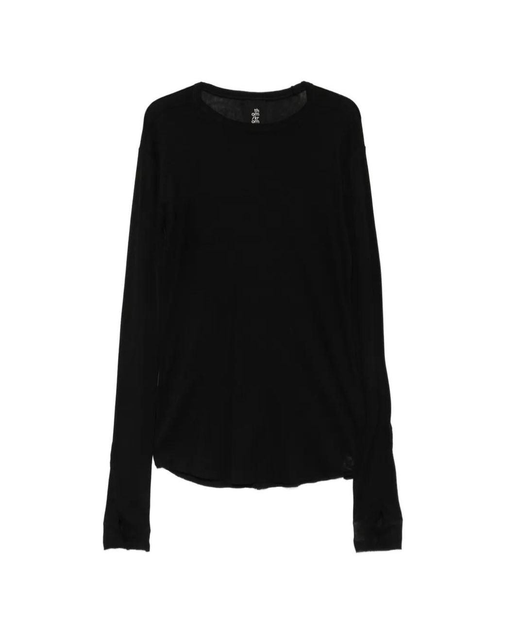 Thom Krom Black Thumb-Slot Raw-Edge Long-Sleeve T-Shirt for men