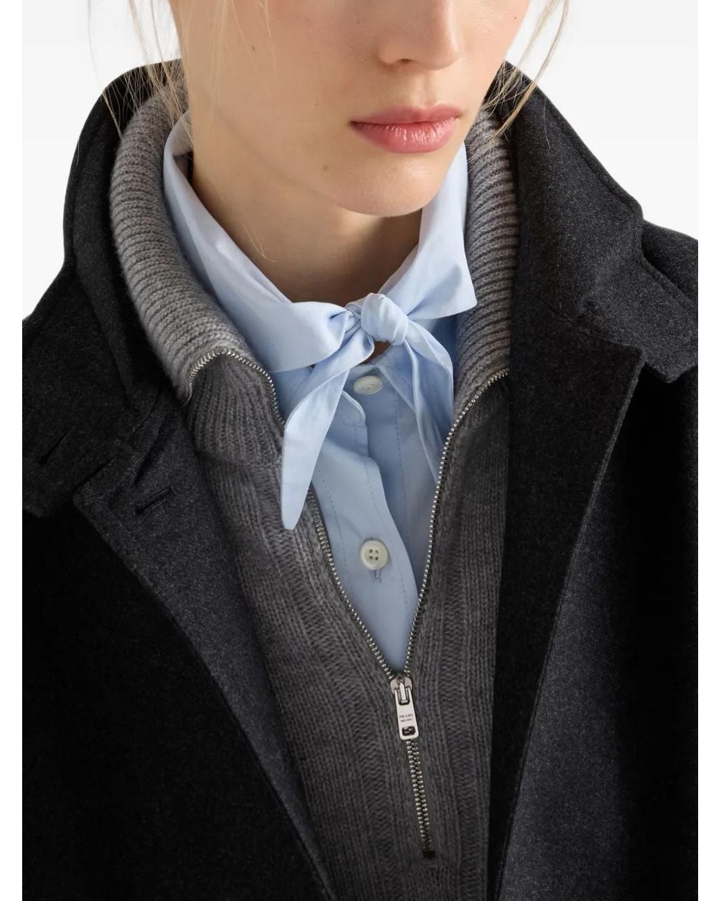 Prada Gray Re-Cashmere Polo Sweater