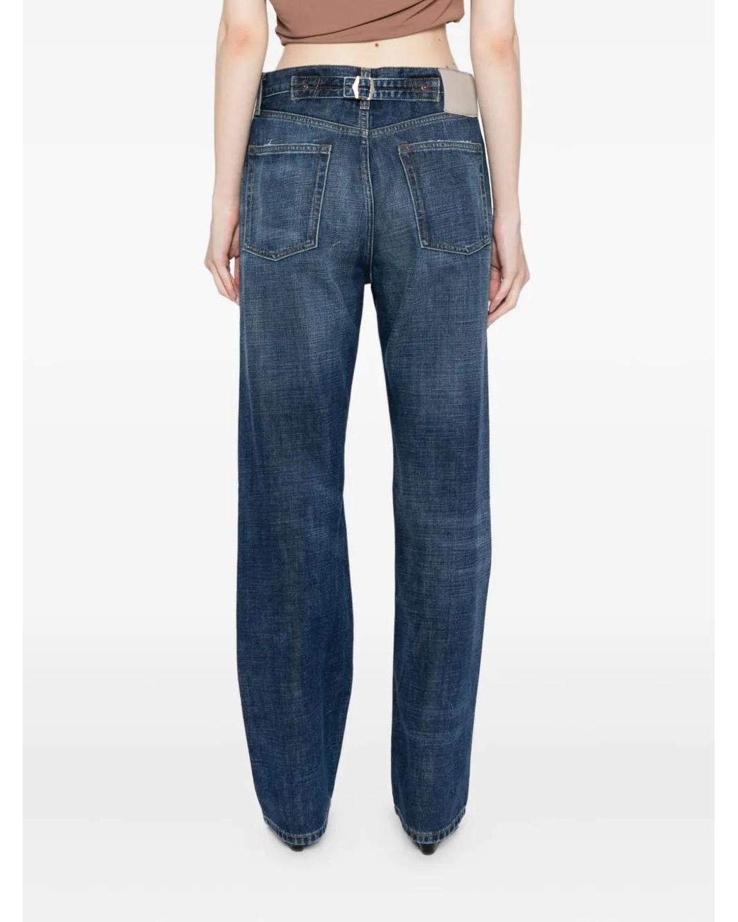 AYA MUSE Blue Buckled Straight Leg Jeans