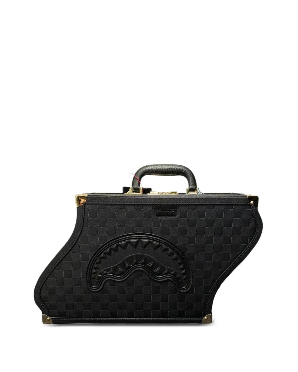 Sprayground Black Raised Check Shark Briefcase for men