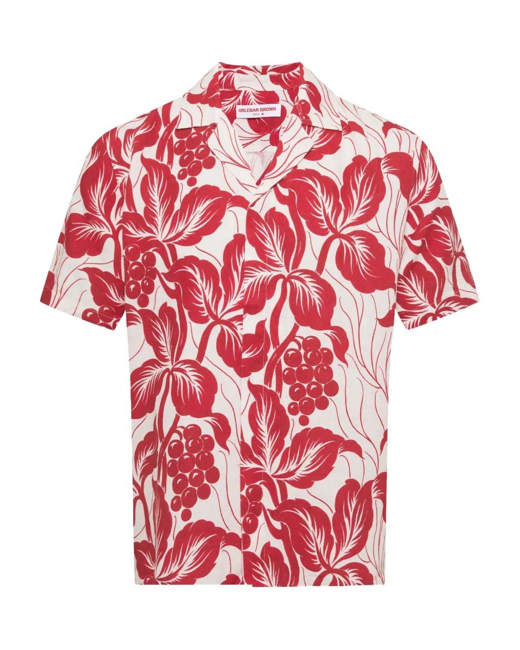 Orlebar Brown Red Maitan Floral-Print Linen Shirt for men