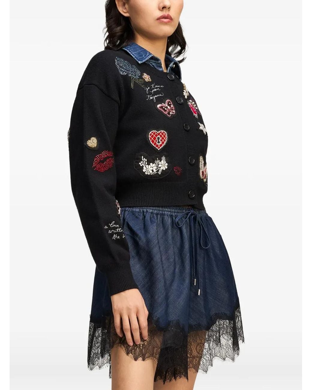 Cinq À Sept Black Embellished Lisette Cardigan