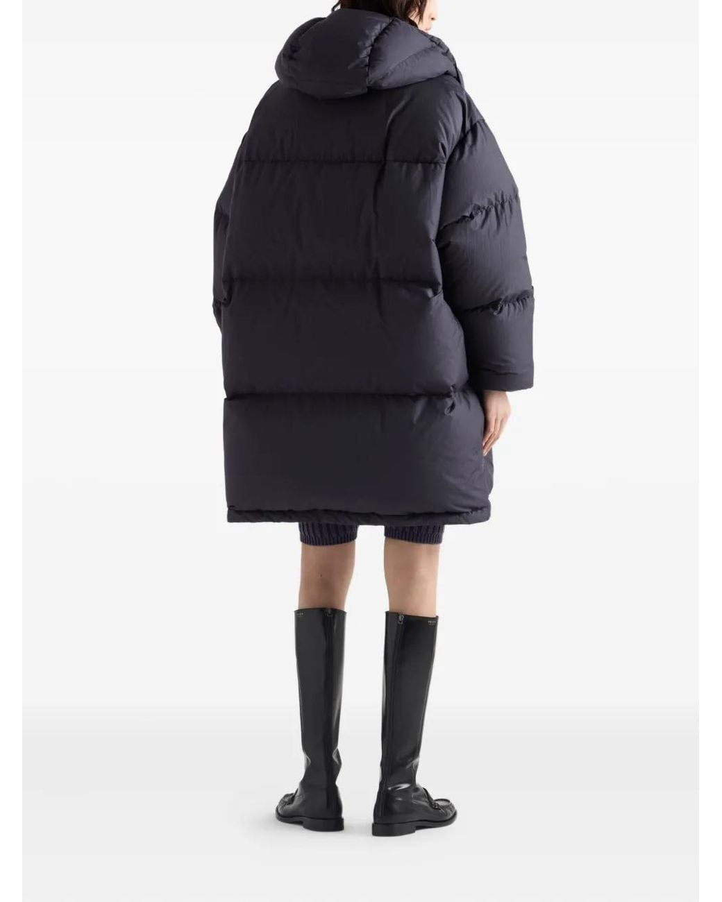 Prada Blue Hooded Padded Coat