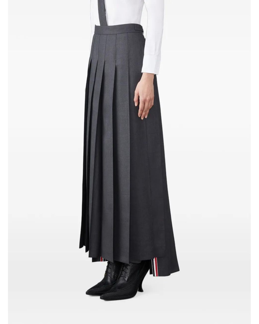 Thom Browne Blue Super 120's Twill Pleated Maxi Skirt