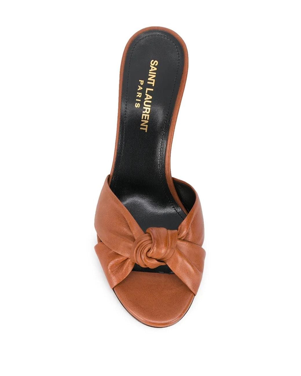 Saint Laurent Brown 80Mm Bianca Twisted-Detail Sandals