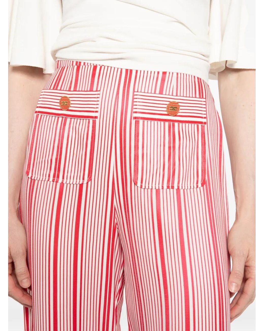 Elisabetta Franchi Pink Striped Wide-Leg Palazzo Pants