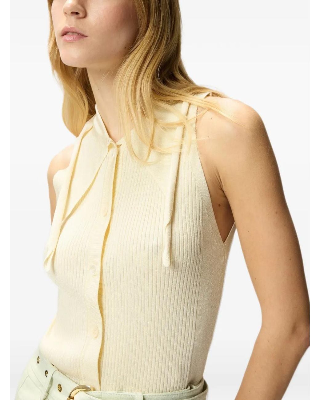 Pinko Natural Top With Bandana Knot And Buttons