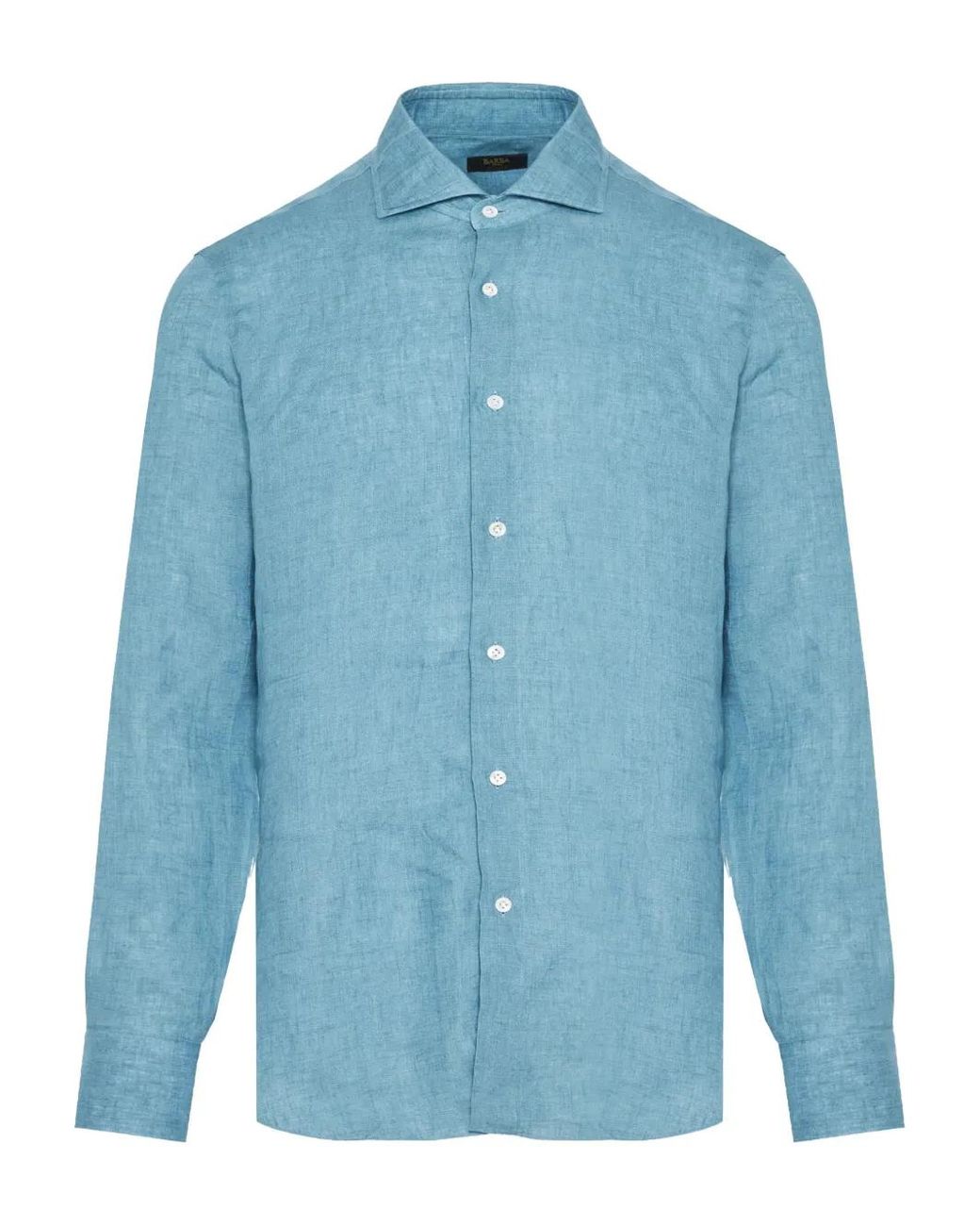 Barba Napoli Blue Linen Shirt for men