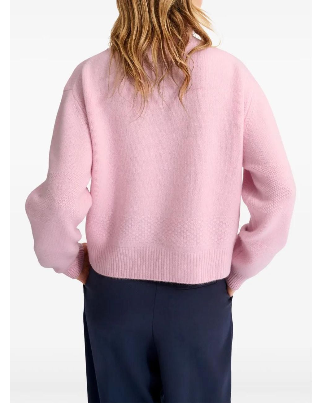 Pringle of Scotland Pink Jacquard Cashmere Turtleneck Sweater