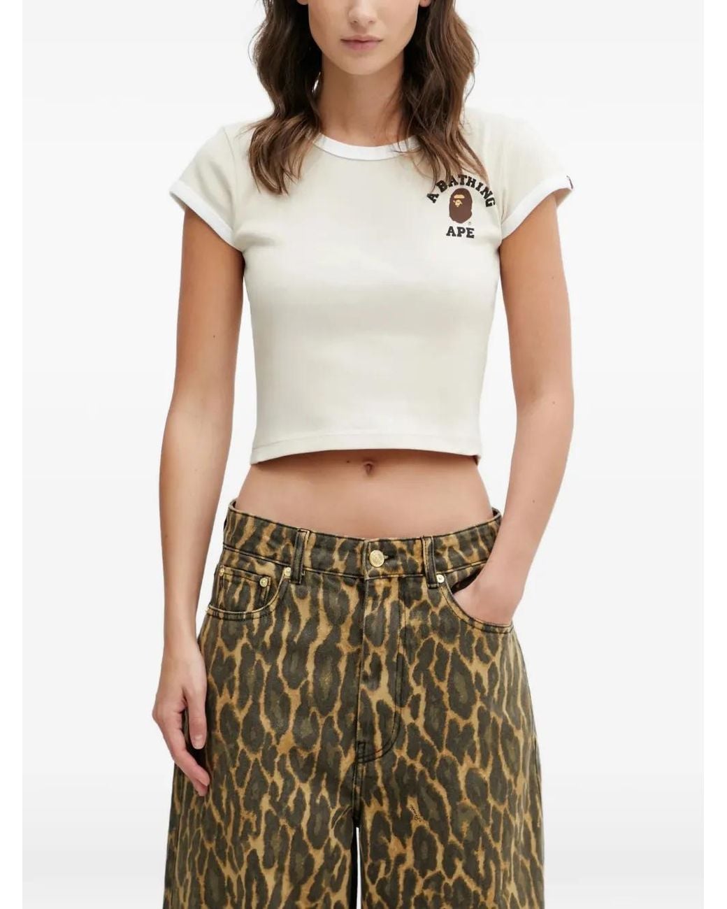 A Bathing Ape Brown Logo-Print T-Shirt