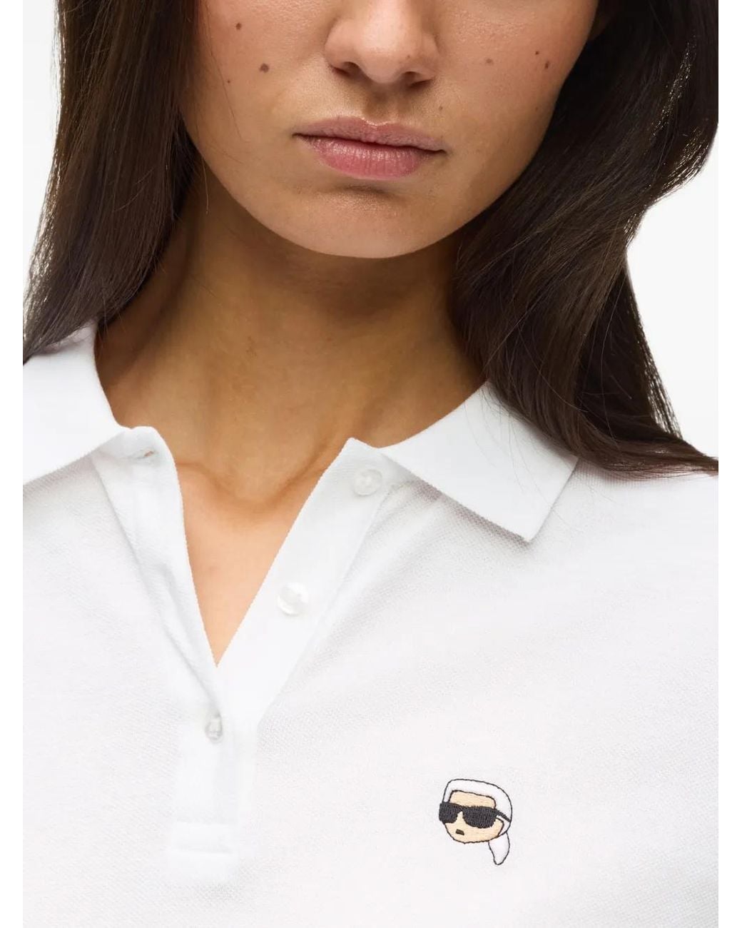 Karl Lagerfeld White Ikon Pique Polo Top