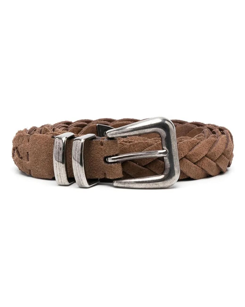 Brunello Cucinelli Brown Braided Leather Belt for men